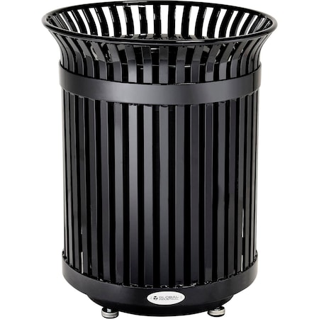 Global Industrial Round Outdoor Can, Black, Steel 641631BK